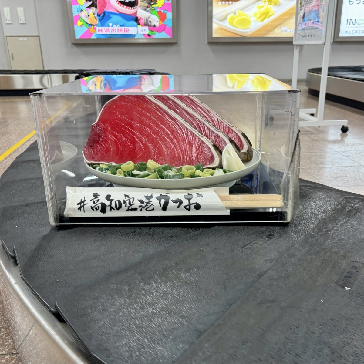 MrP_SAP's tweet photo. 高知龍馬空港のお出迎えが秀逸😀

朝食を我慢してレンタカーでひろめ市場へ
明神丸も司食堂も営業開始前。。。
一番奥の「やいろ亭」へ

カツオの塩タタキ
絶品です😋
#高知　#ひろめ市場　#カツオのタタキ https://t.co/zTGNcmZQzM