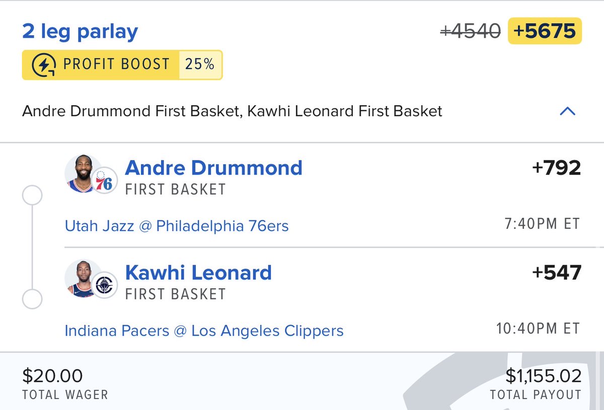 thepropdealer's tweet photo. My First Basket Model has cashed two parlays this week ✅

In case you missed it, here’s the instant betslip link for tonight's +5600 parlay.

🔗 https://t.co/XbzwhoDbzm

Let’s cash another winner! https://t.co/Zo4dzoS1dK