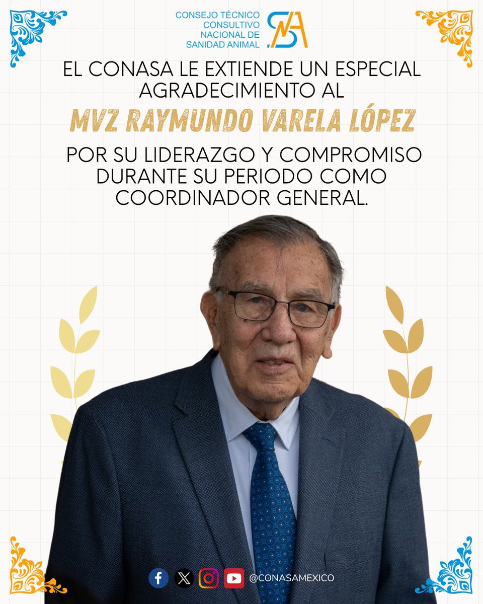 Reconocemos en el MVZ Raymundo Varela López no solo a un profesional sólido y estratégico, sino a una persona cercana, respetuosa y comprometida con el fortalecimiento del sector.

Gracias por su entrega y por el camino trazado. 🎖️