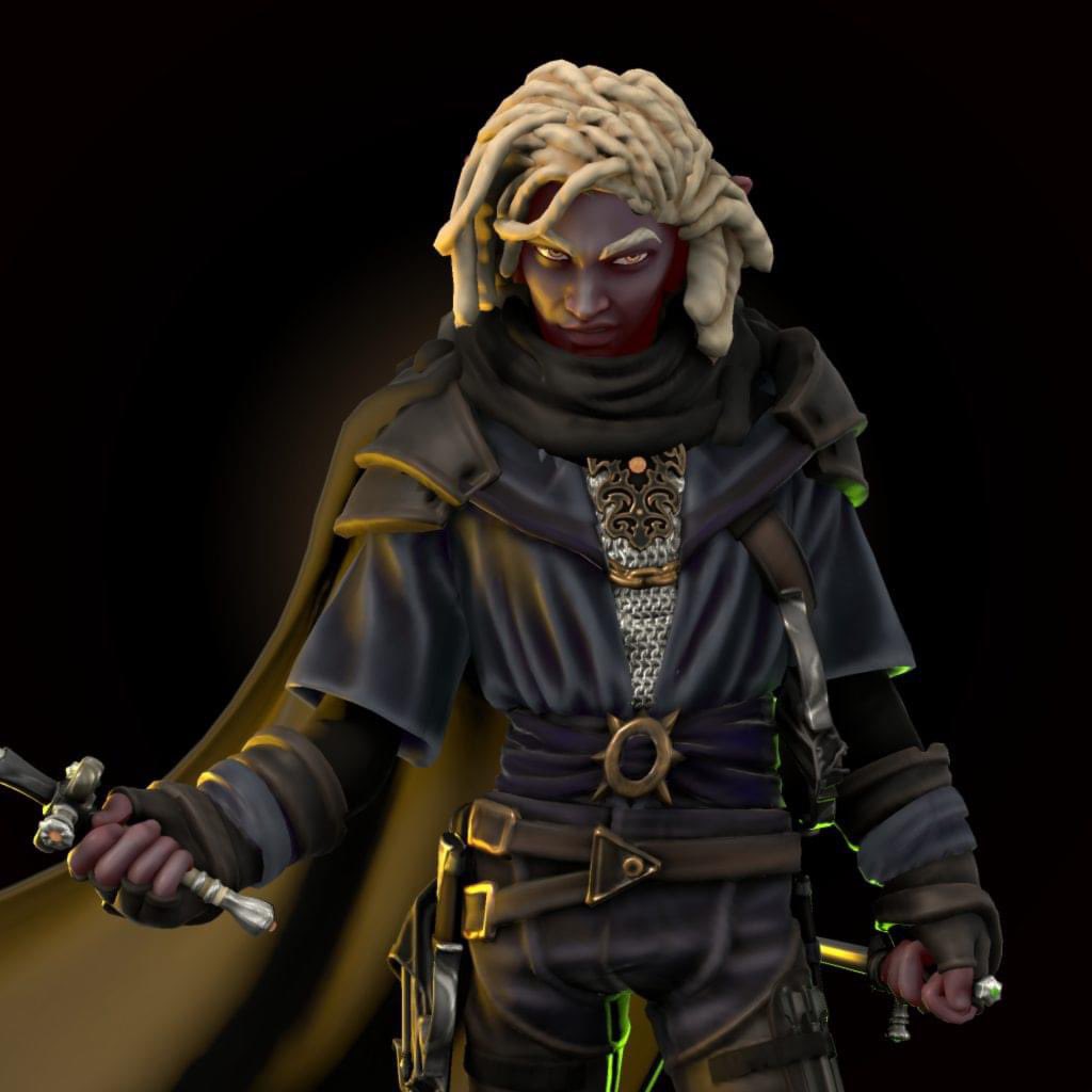 HeroOfTheForge's tweet photo. @HeroForgeMinis Jevreth Chaulssambra - drow assassin from the underdark city of Jhachalkhyn.

Jevreth is a follower of the god Vhaeraun and is a member of the thieves guild and home to male drow seeking refuge from and revenge against Llolth-following drow known as Jaezred Chaulsin. https://t.co/TQAhGwWFXU