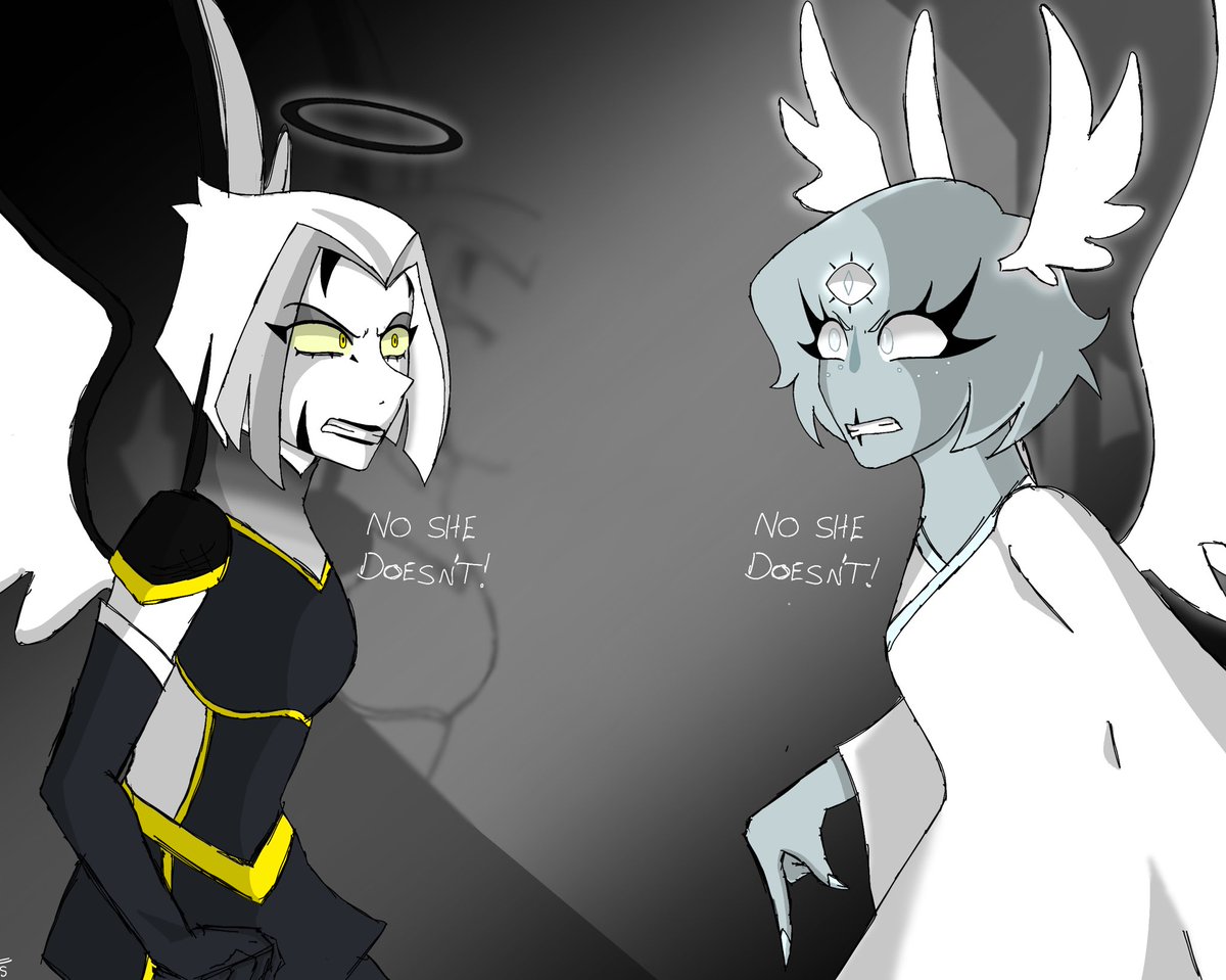 SMGLevi's tweet photo. “NO SHE DOESNT!”
Scene redraw 
#HazbinHotel #HazbinHotelLute #HazbinHotelEmily #Fanart https://t.co/23hnxV7Igq