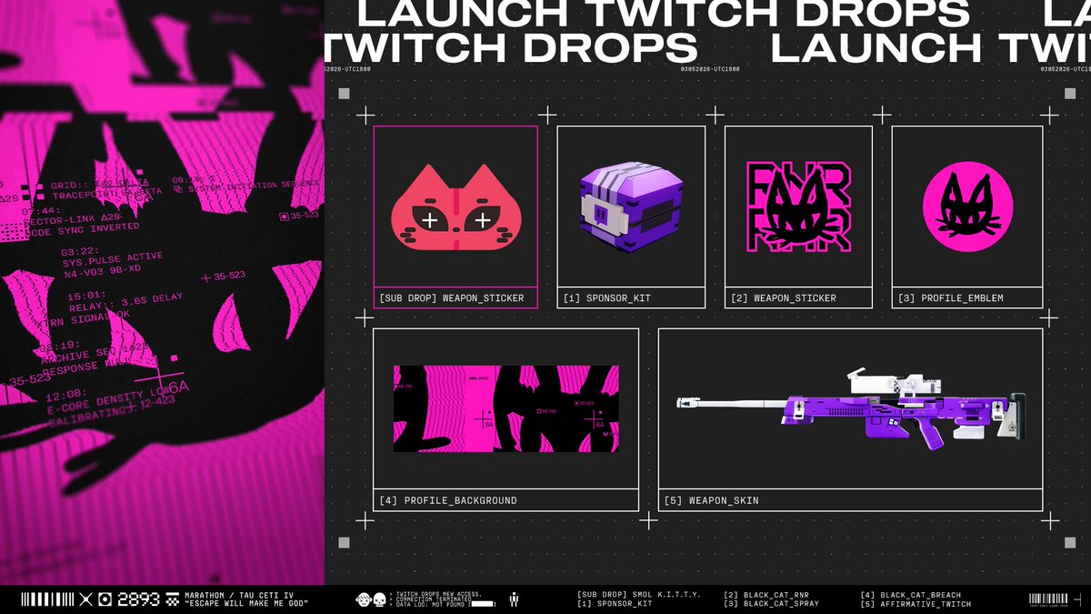 DearVooDoo's tweet photo. Twitch drop au lancement:

[Sub Drop] Sticker d'arme Smol K.I.T.T.Y.
[1H] Sponsor kit et Emblème Graffiti Bingus
[2H] Arrière plan de profil Graffiti Bingus
[3H] Sticker d'arme Graffiti Bingus
[4H] Skin d'arme Ballistic Sniper https://t.co/HUENM2oIot