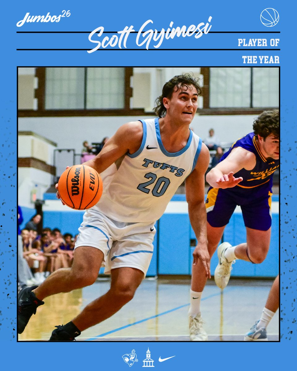TuftsJumbos's tweet photo. MBB | WE'VE GOT ALL-NESCAC HERE!

Scott Gyimesi earns a well-deserved NESCAC Player of the Year honor and First Team accolade, while senior center Joshua Bernstein also was honored on Second Team!! 

Amazing, amazing accomplishment guys!

Read more about them at https://t.co/7GDFtxII7e!!

#JumboPride // #GoJumbos // #d3hoops