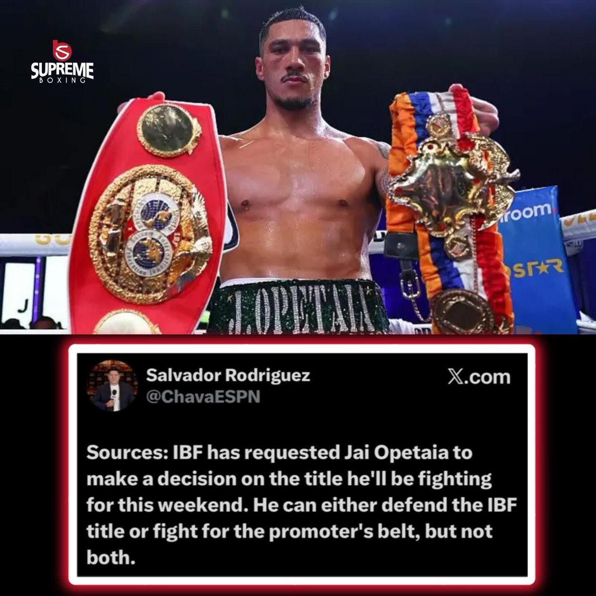 fighthooknews's tweet image. Will Jai Opetaia chose to defend his IBF Cruiserweight title against Brandon Glanton this weekend or Vacate the title to fight for the Zuffa Belt in his Debut with the Promotional Company. He has to choose between the two or be Stripped. #jaiopetaia #ibfboxing #opetaiaglanton