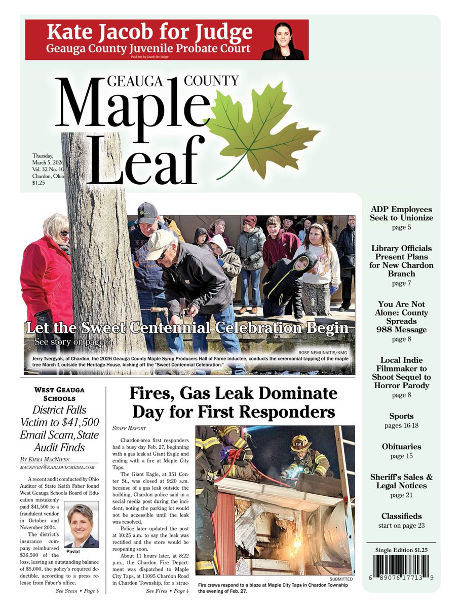 🍁 The latest Geauga County Maple Leaf is out! Front page: The Sweet ...