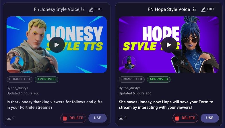 DustyDevours's tweet photo. Fortnite streamers 👀

I just made 2 Fortnite-style TTS voices for Lumia Stream:
🎙️ Jonesy-style
🎙️ Hope-style

Perfect for ALL viewer interactions to make your stream feel way more Fortnite-native.

GET LUMIA:
https://t.co/6X7bUf7YyD
#Fortnite #StreamingTools #TwitchStreamer https://t.co/gMzuYeo1RW