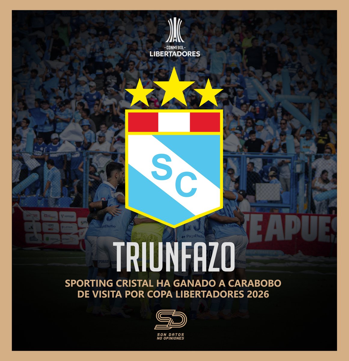 𝗦𝗣𝗢𝗥𝗧𝗜𝗡𝗚 𝗖𝗥𝗜𝗦𝗧𝗔𝗟 se afianza como el segundo club peruano con más triunfos (74) en toda la historia de Copa Libertadores, estando solo a uno detrás de Universitario (75).

𝗦𝗣𝗢𝗥𝗧𝗜𝗡𝗚 𝗖𝗥𝗜𝗦𝗧𝗔𝗟 se ha convertido en el club con más triunfos de visita (15)