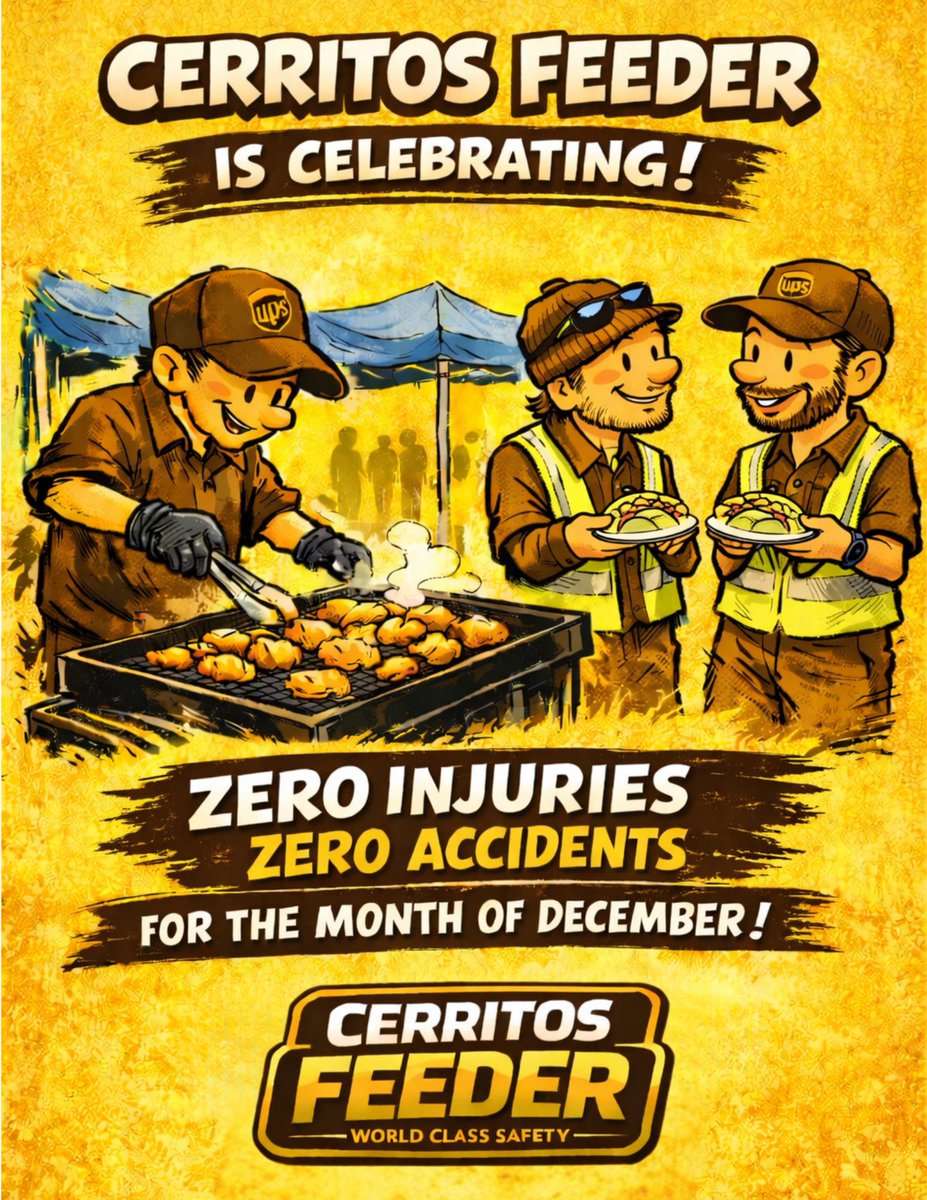 UPSCERCAsafety's tweet photo. What's that? Oh nothing.... Cerritos Feeder went Zero Accidents and Injuries all through peak making history, once again! @CharP_RN @UPSers @UPS https://t.co/RgSxQ4nzhC