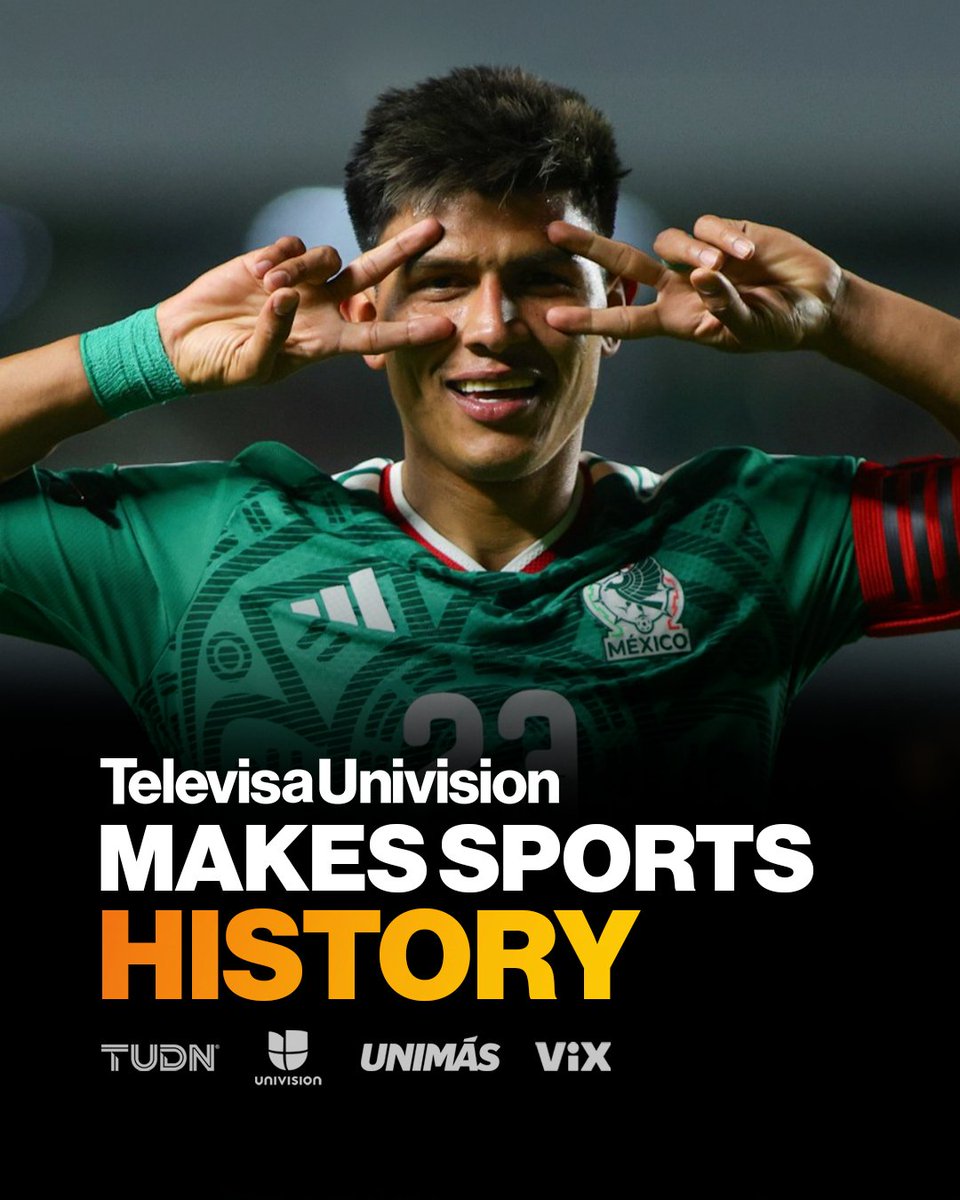 TeleUniCompany's tweet image. TelevisaUnivision continues to make history as the undisputed home of soccer in the U.S. every day of the year.

READ MORE: lnkd.in/e2nYB4CU

#TelevisaUnivision #LMX #MNT #UCL #Soccer #Futbol #TUDN