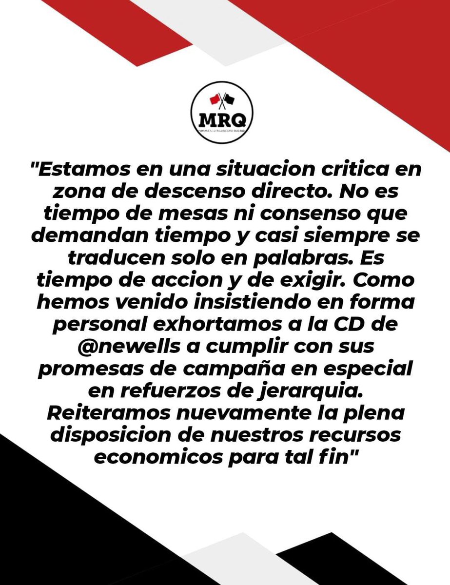 Basta de entretener a algunos con el cuento de la mesa de diálogo , eso nos dijeron el martes 16/12/2025 y acá estamos , NO HAY MÁS TIEMPO , cada punto cuenta  para evitar el DESCENSO, háganse CARGO , los votó la gente , tenían la solución a todo , al menos reconozcan que