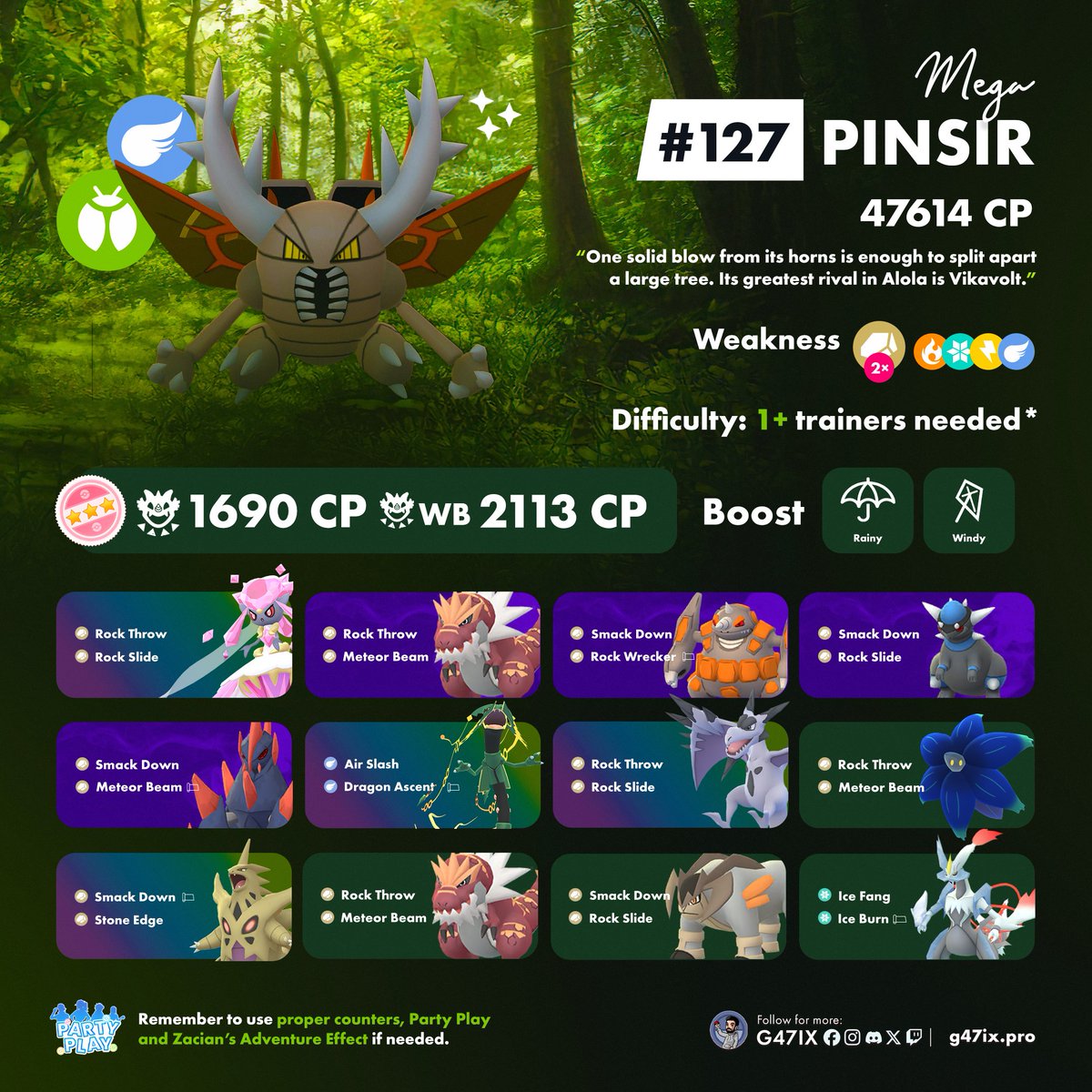 🪳 Mega Pinsir will be available in Mega Raids from March 4 to March 10.
✨ If you're lucky, you might find a Shiny!
More counters ➡️ Pokebattler_com
#PokemonGO