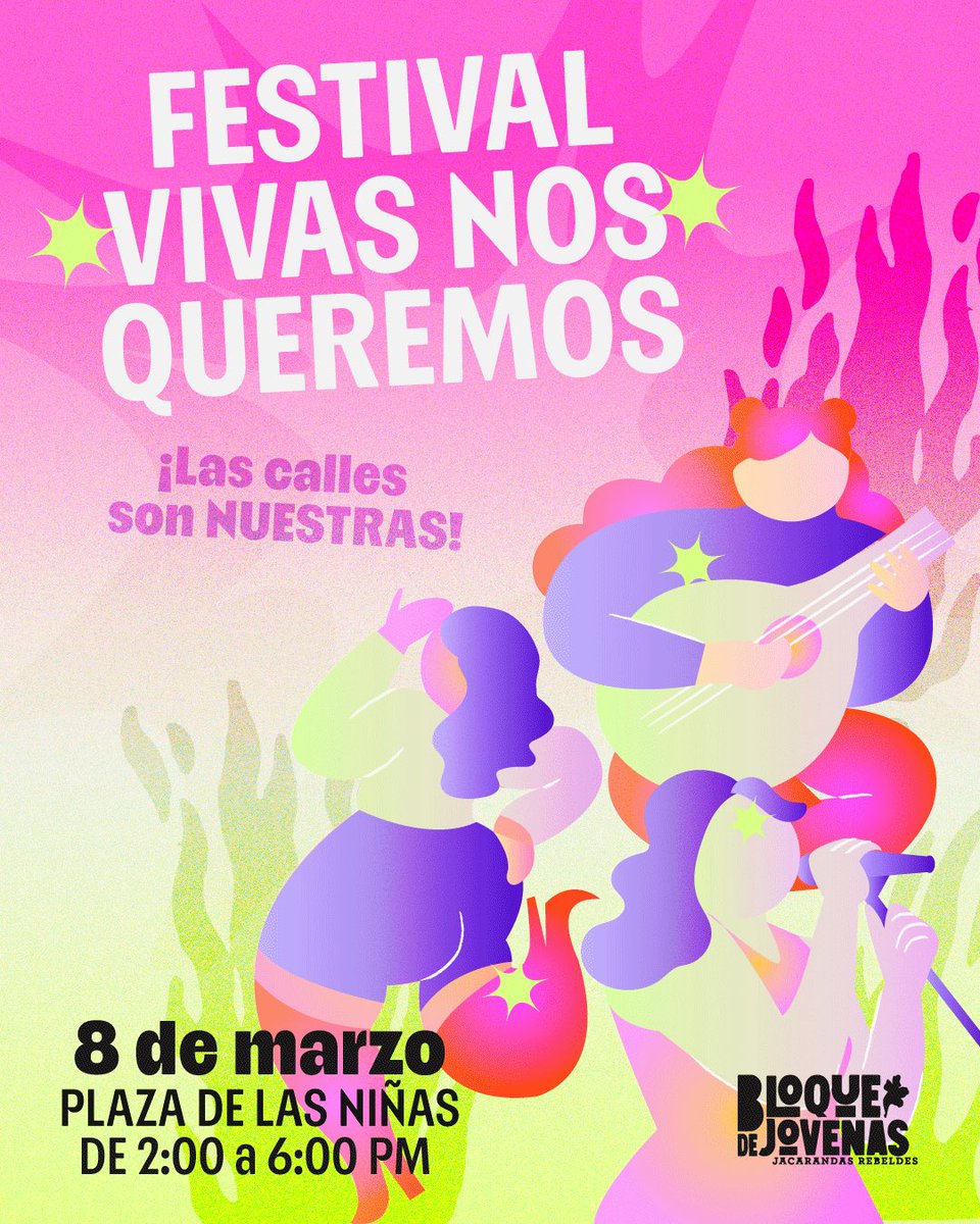 bloquejovenas's tweet photo. 💜 Vivas Nos Queremos 💜

Este 8 de marzo, de 2 a 6 PM en la Plaza de las Niñas, nos encontramos para conmemorar la lucha y apropiarnos del goce y del espacio público como derecho.

✨ Porque además de resistir, también queremos gozar. https://t.co/JhGgZLfzXP