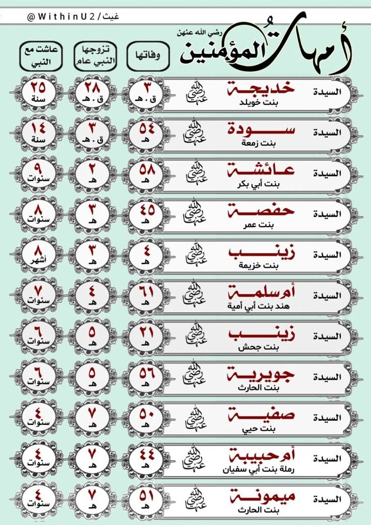 أمهات المؤمنين رضي الله عنهن.