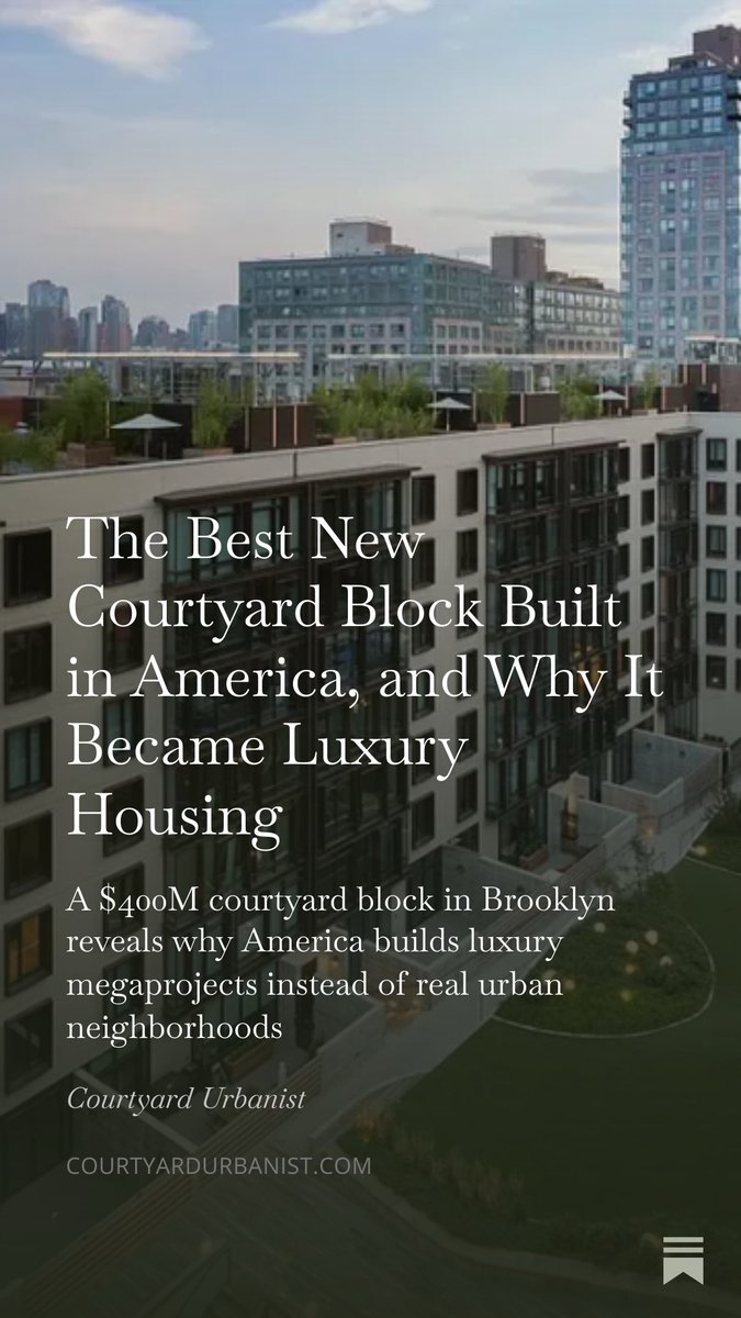 new substack article on a new $400M courtyard block in Brooklyn, the Oosten

The Oosten shows that courtyard blocks can be built in the United States—but without smaller parcels they tend to become luxury megaprojects rather than diverse neighborhoods.

link below