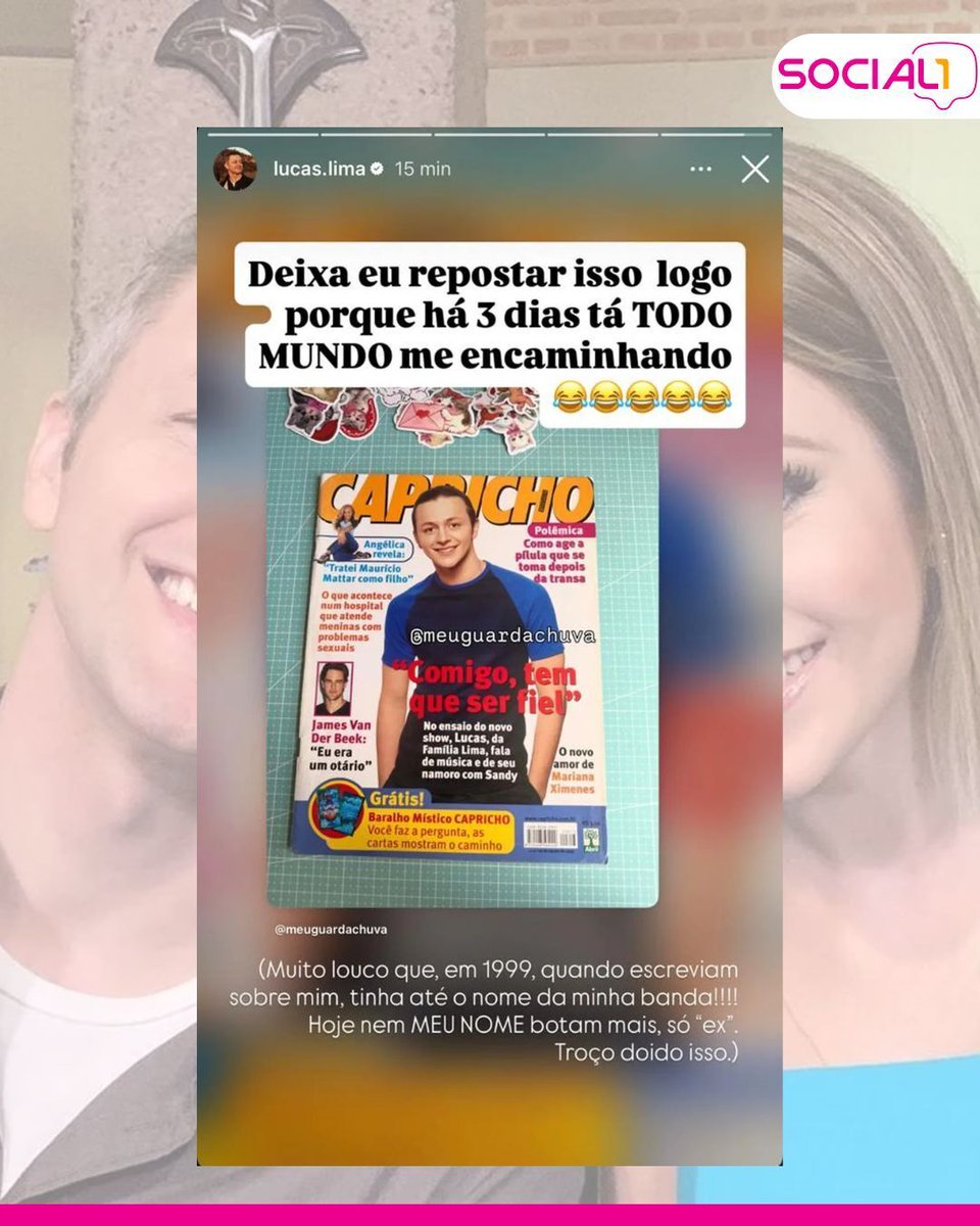 blogsocial1's tweet image. Lucas Lima criticou o rótulo de “ex de Sandy” ao repostar capa da Capricho de 1999.

“Hoje nem meu nome botam mais, só ‘ex’”, escreveu.

📸 Instagram

#LucasLima #Sandy  co  digital