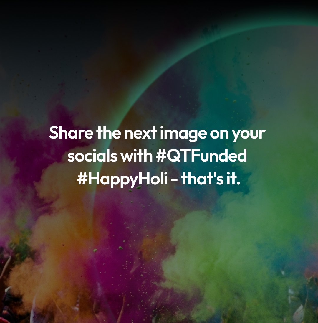rmdhnyzzzz's tweet photo. Happy Holi to all traders celebrating! πβ¨ Super excited to join this $500K giveaway from @QTFunded. Letβs grab that $25K QT Power account! ππ
#QTFunded #HappyHoli #TheFutureOfTrading https://t.co/OChaADUHKx