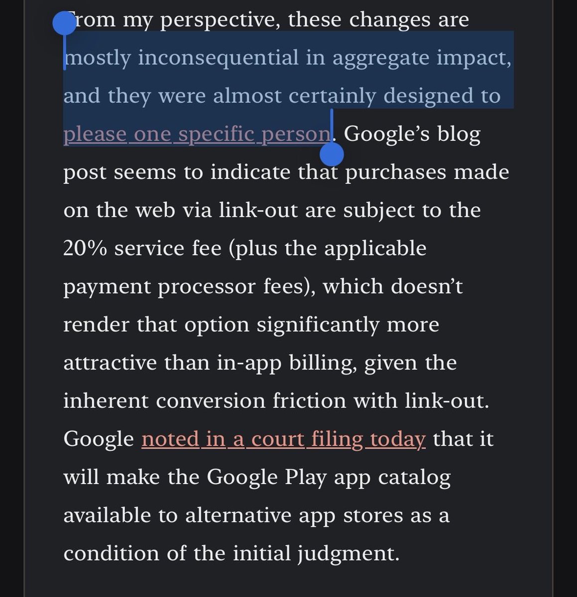 Thomasbcn's tweet photo. Google words: "a new era for choice and openness"

Action: "inconsequential in impact, but to please one person"

#wordsvsactions https://t.co/NZO8kNmre7
