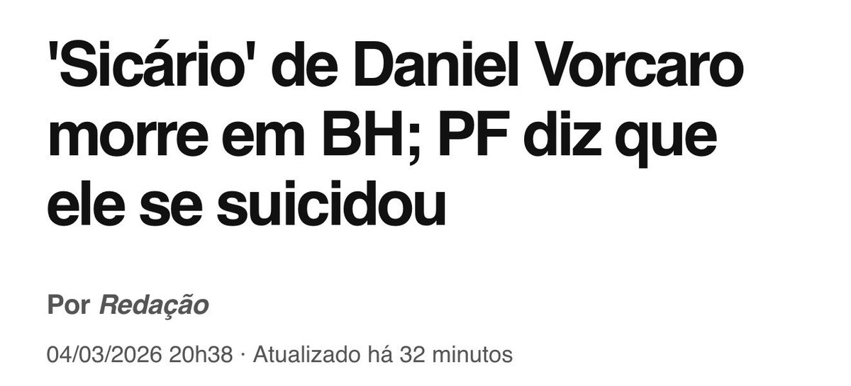 🚨 AGORA: MORRE O “SICÁRIO” DO ESQUEMA DE VORCARO

Luiz Mourão, apontado como operador do esquema, faria o “serviço sujo”: ameaças, pagamentos a arapongas e contatos com jornalistas.

Segundo informações, o grupo teria informantes dentro da PF e acesso privilegiado ao andamento