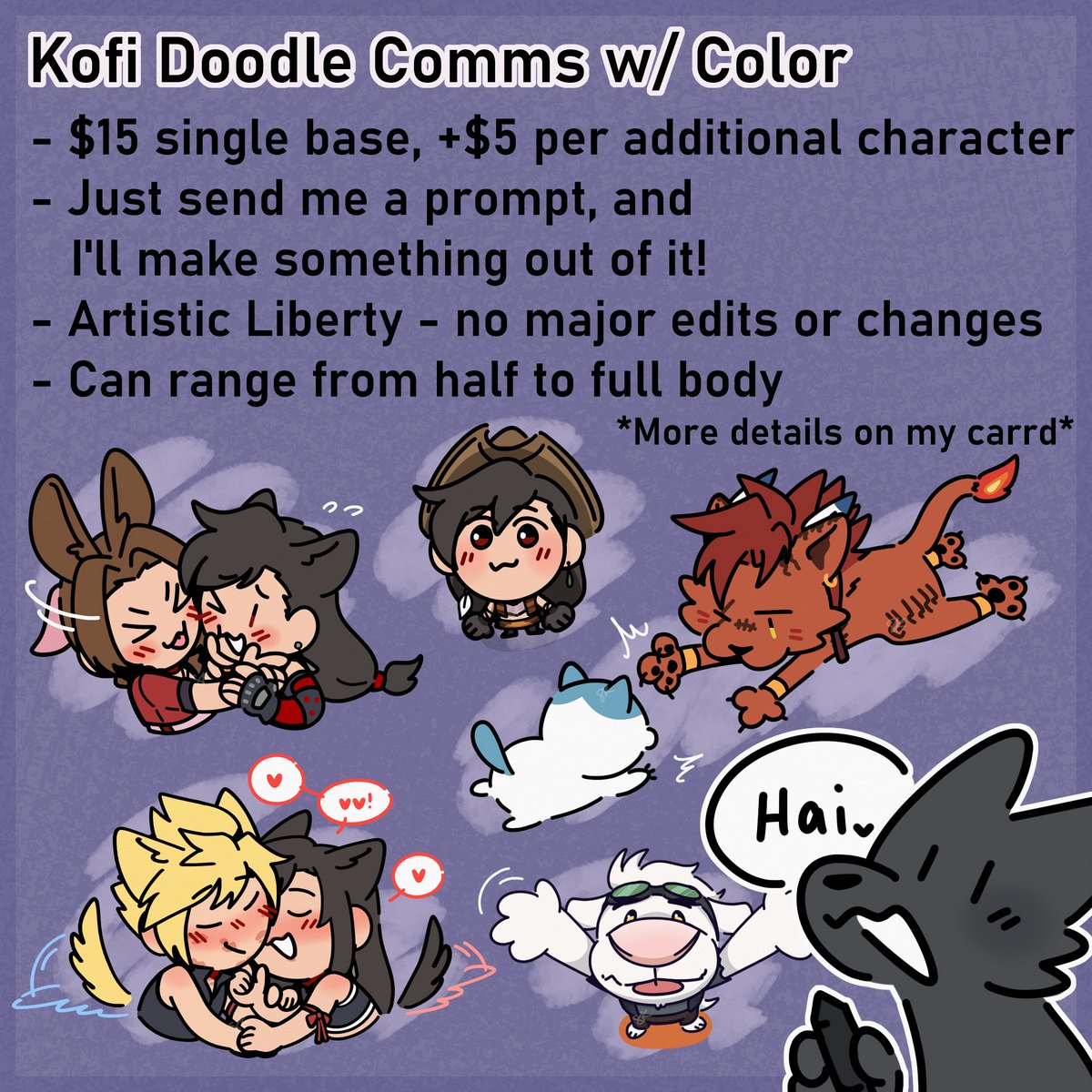 Been a while, but I'm open to a few doodle comms for those interested !!

Usual dos and don'ts apply ⬇️