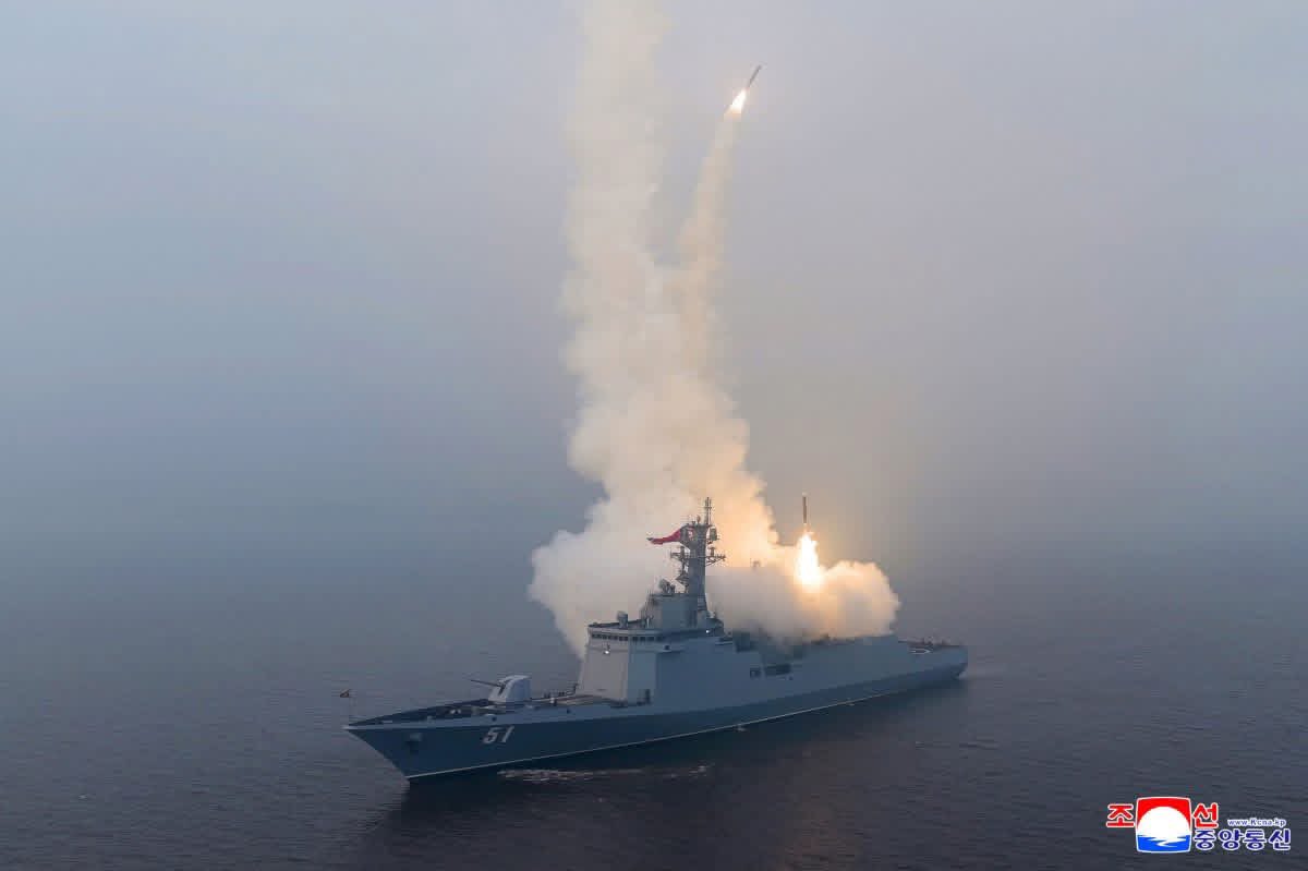 anp66's tweet photo. North Korea’s Kim oversees cruise missile tests from new naval destroyer https://t.co/BeC5lvCylh