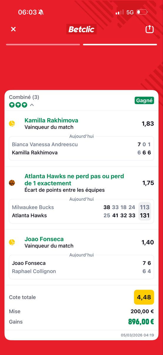 Boom le petit combi ✅

#parissportifs #pronos #teamparieur #teamparieurs
