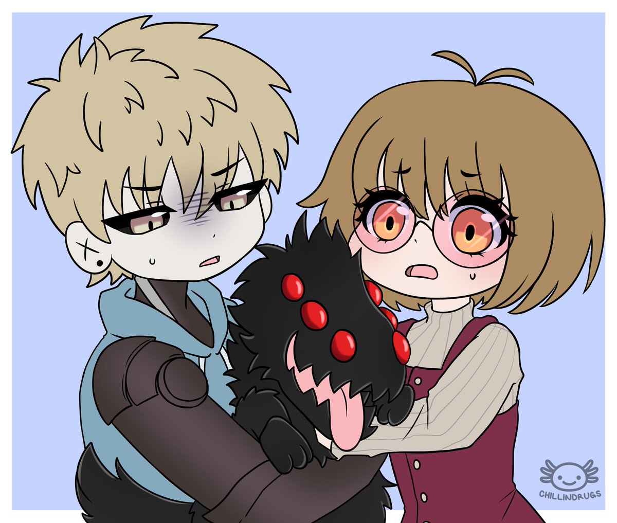 I want more art of them with Rover 🐕🐾

Comm by:  © chillindrugs 
#OnePunchMan #opmoc #ocxcanon #yumeship #yumetwt #anitwt