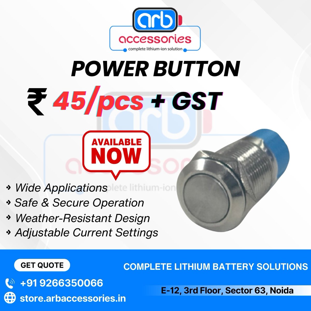 *ARB ACCESSORIES PVT. LTD.*

Instagram: instagram.com/arb.accessories 
Facebook: facebook.com/arbaccessories…

✅  Insulation Paper
🔋 Battery Box(ABS + Metal)
🔌 Connectors
💡 Fuse
⚡ Silicone Wire
🔩 Nickel Strip
📏 Tapes
🔥 HST
🔹 PVC
🔋 Cell Holder

#ARBAccessories #LithiumBattery