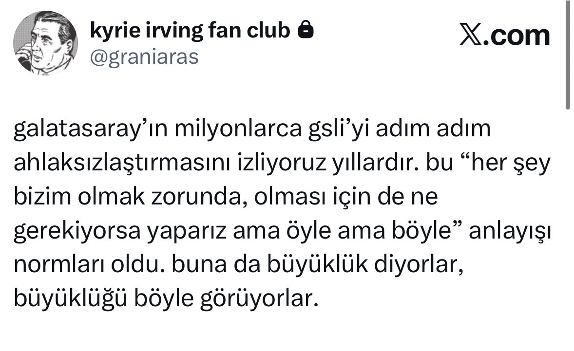 İleride, siyasal islamı yendikten sonra toplumun temizlenmesi ve tekrar ahlaklı bir toplum olmamız için bir utanç müzesi kurmalı ve Ali Uras sonrası Galatasaray’ı orada herkese anlatmalıyız. Kapıda da bu iki twit olmalı.