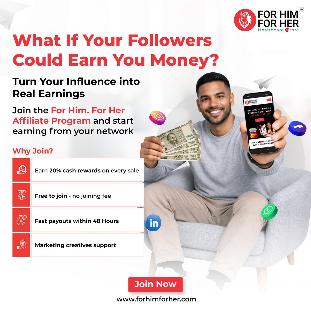 ForHimForHer_'s tweet photo. Earn from your influence
Join For Him For Her Affiliate Program
20% commission
Free to join
90-day tracking
72-hr payouts Start earning
https://t.co/E9kI2TdLPi
#AffiliateMarketing #EarnOnline #ForHimForHer #WellnessCreators https://t.co/UyOFNY55D8