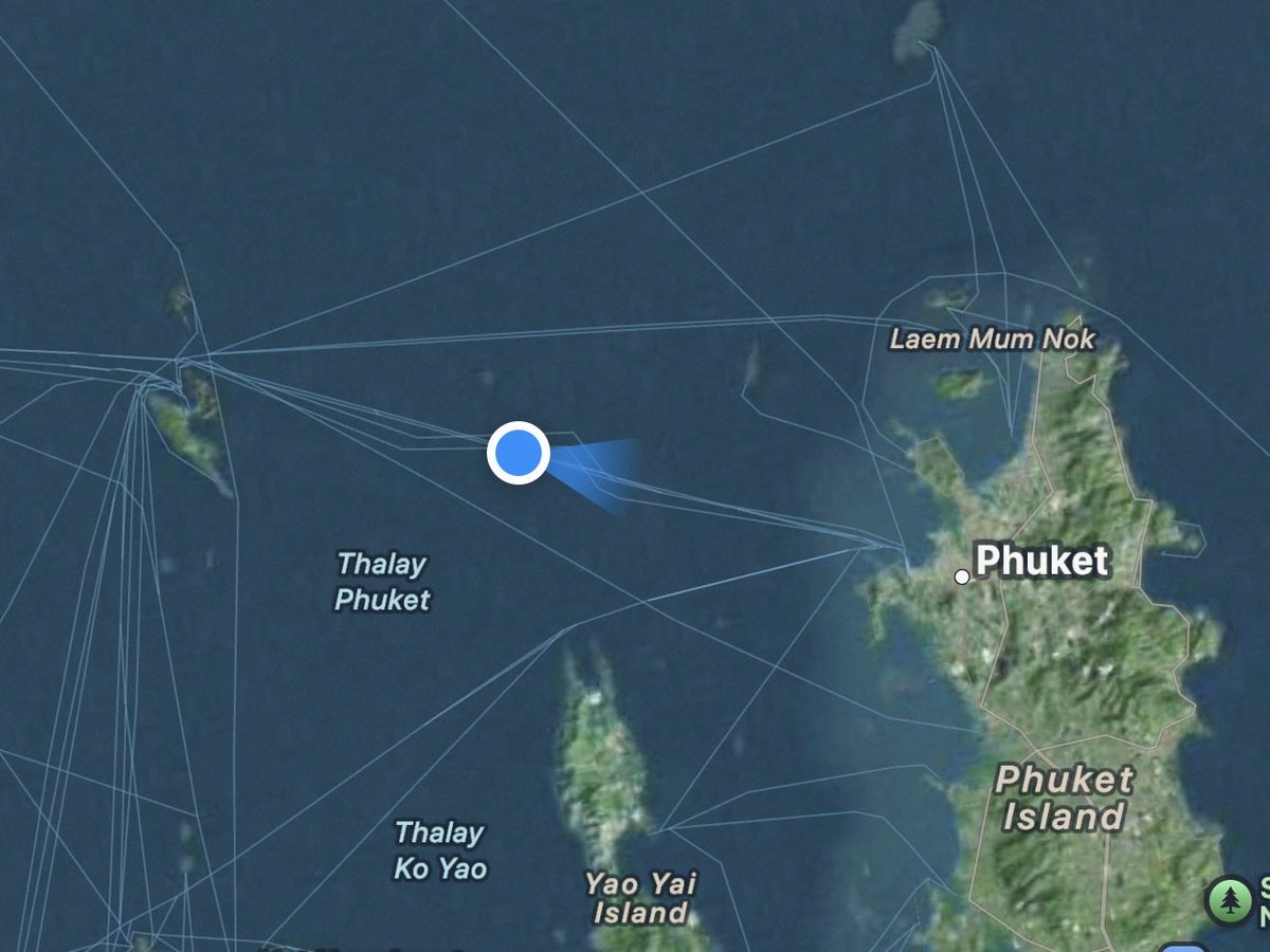 I’m on a ferry, half way between Phi Phi and Phuket, and have perfect 5G?

Yet in Manchester city centre my only option is to send an emergency SOS via satellite?