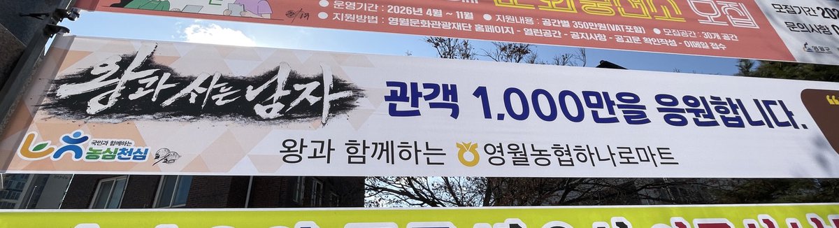 아 어쩐지 어제 영월 갔는데 하나로마트에서 왕사남 1,000만 응원하고 있더라고! 하나로마트에서 사셨나봄