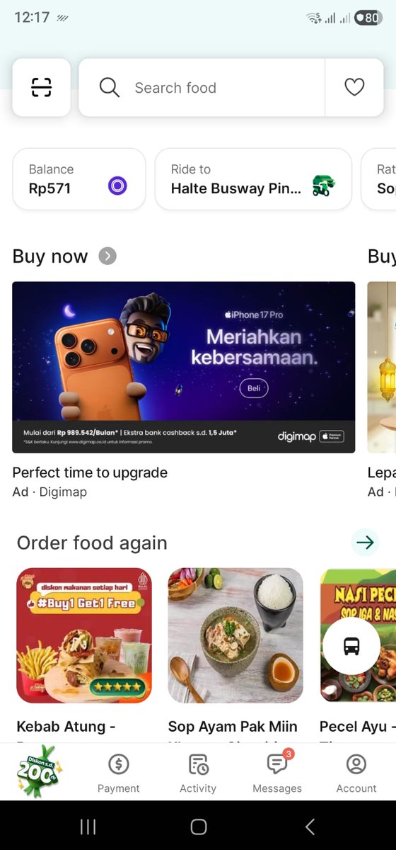 irezuchan's tweet photo. @GrabID kenapa homepagenya jadi begini si, bingung jujur makenya ga ada opsi grabbike, grabcar, grabfood dll, kembalikan UI yang lamaaaaa https://t.co/K6FTb7C3Ws