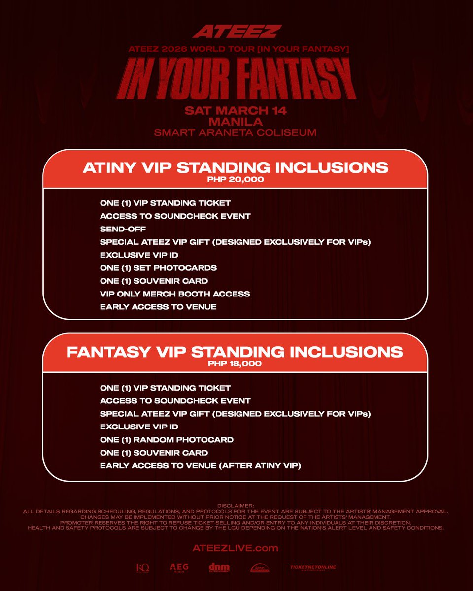 ATEEZ 2026年3月14日（土） FANTASY VIPスタンディングチケットの手配