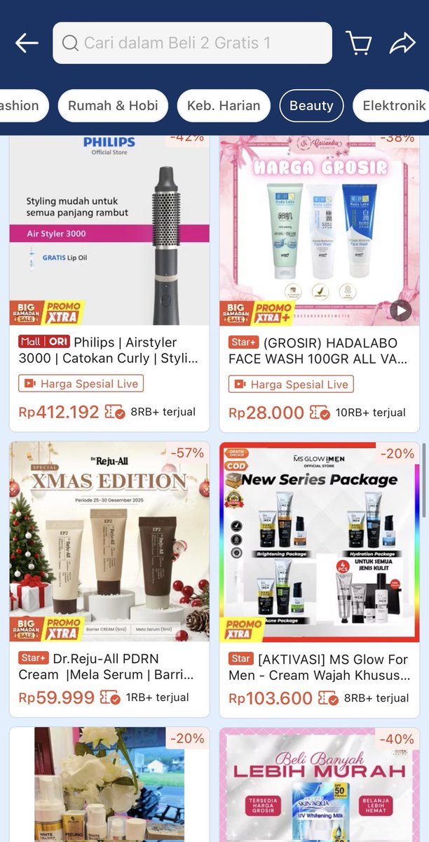 rugi banget kalo belum tau kalo di Shopee beli 2 gratis 1 setiap hari jam 8 malam wib 😭 gue aja baru sadar sekarang jadi gak mau kelewatan lagi #ShopeeBeli2Gratis1Jam8Malam