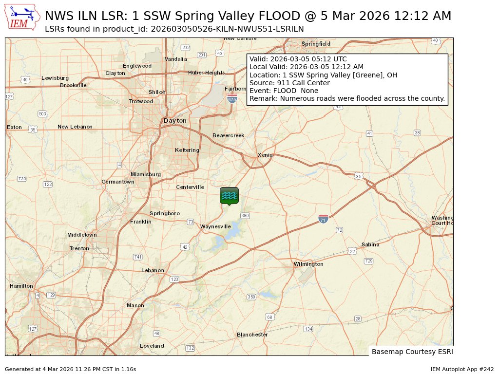 At 12:12 AM EST, 1 SSW Spring Valley [Greene Co, OH] 911 Call Center ...