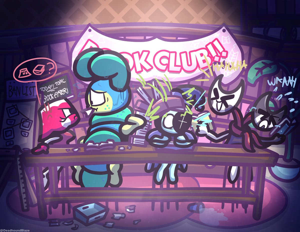 DeadhoundBlaze's tweet image. The Book Club toons in session (way back then) 📕 ✨
#DandysWorld #Squirm #Brightney #Astro #RazzleandDazzle