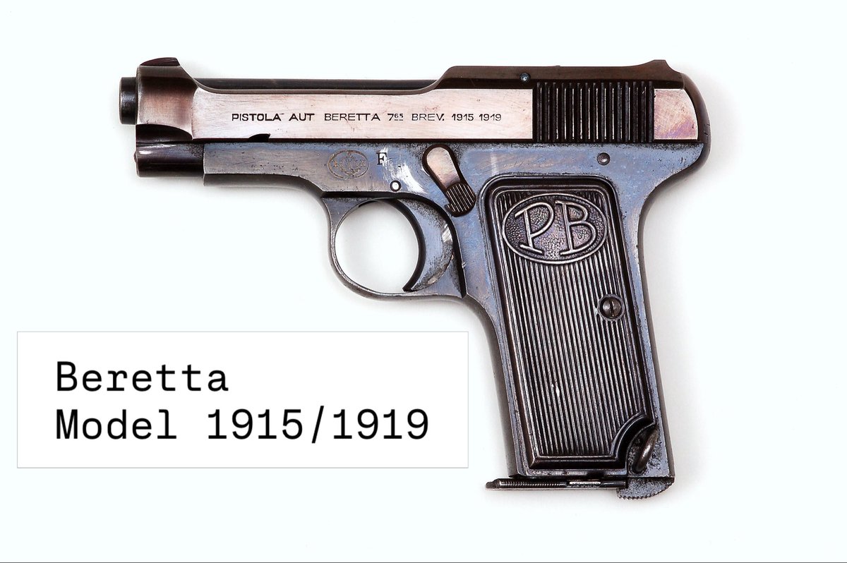 GunsAndAmmoMag's tweet image. As #gunsandammo continues to honor 500 years of #Beretta we would like to highlight the Model 1919 #pistol in 7.65mm that followed the Model 1915 and continued the brand’s open-top slide design. There were minor internal differences. Though it has the 1919 date in its model name,