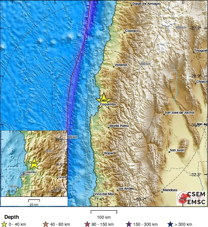 LastQuake's tweet photo. #Earthquake (#sismo) confirmed by seismic data.⚠Preliminary info: M5.2 || 26 km NE of #Coquimbo (#Chile) || 4 min ago (local time 22:08:24). Follow the thread for the updates👇 https://t.co/kEuhxaARB2