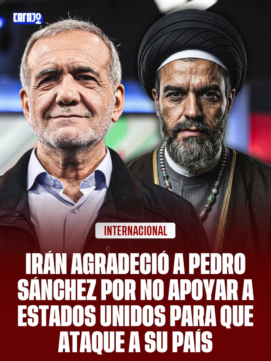 EL KALIFATO DE ESPAÑISTAN 🇪🇸🇮🇷

El Régimen iraní extendió su agradecimiento a España por tomar la decisión de no permitir el uso de sus bases aéreas para asistir a las aeronaves estadounidenses que volarán a atacar a Irán.