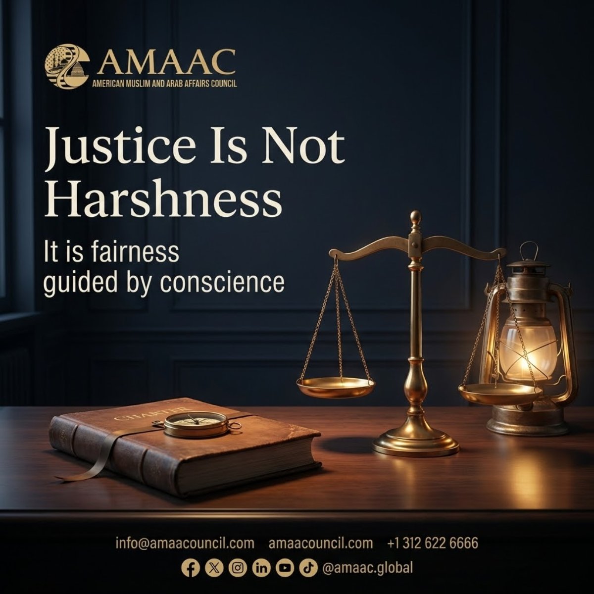 amaacglobal's tweet image. Justice is not harshness. ⚖️ 

It is fairness guided by conscience. Principled leadership at AMAAC. 

#AMAAC #Justice #CouncilMindset