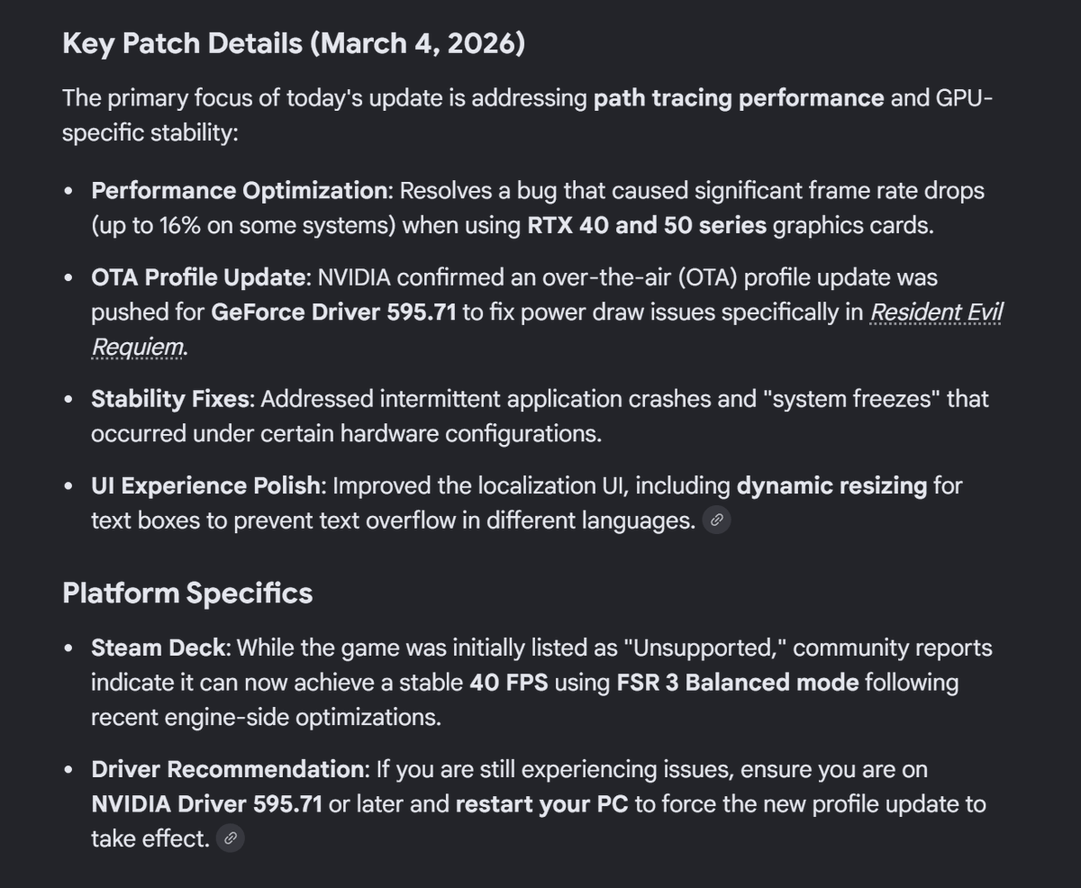 Re5 Notes These are apparently the patch notes for the latest Resident Evil ...