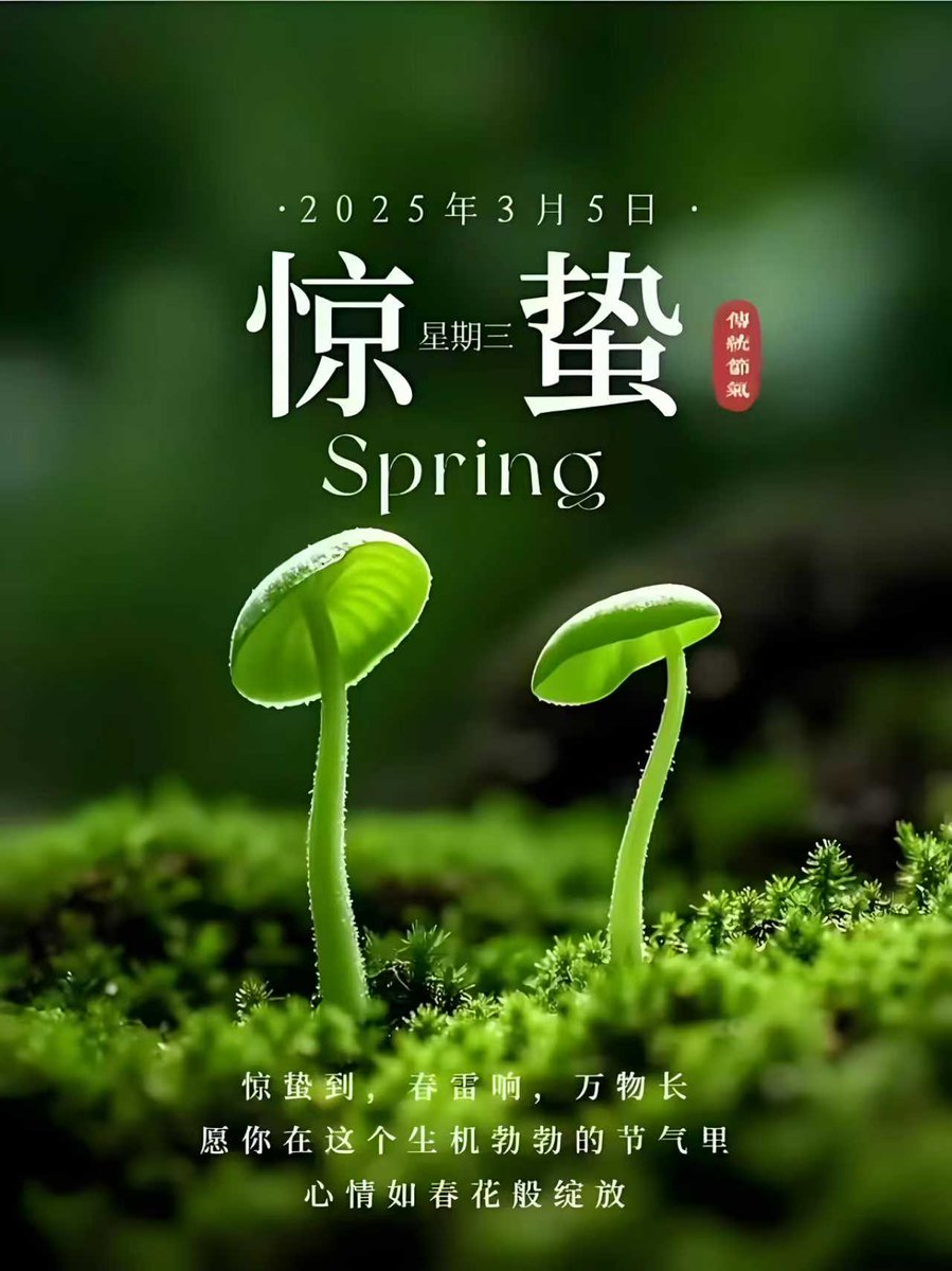 entropy0072's tweet photo. 【关于惊蛰，你知道多少】今日惊蛰，大地回春，蛰虫初醒，万事万物都是一派生机勃勃的景象。在古代，惊蛰被称为“启蛰”，是二十四节气中的第三个节气，标志着仲春时节的开始。我国古代将惊蛰分为三候：一候桃始华。二候仓庚（黄鹂）鸣。三候鹰化为鸠。 https://t.co/XiZoNHF8eH