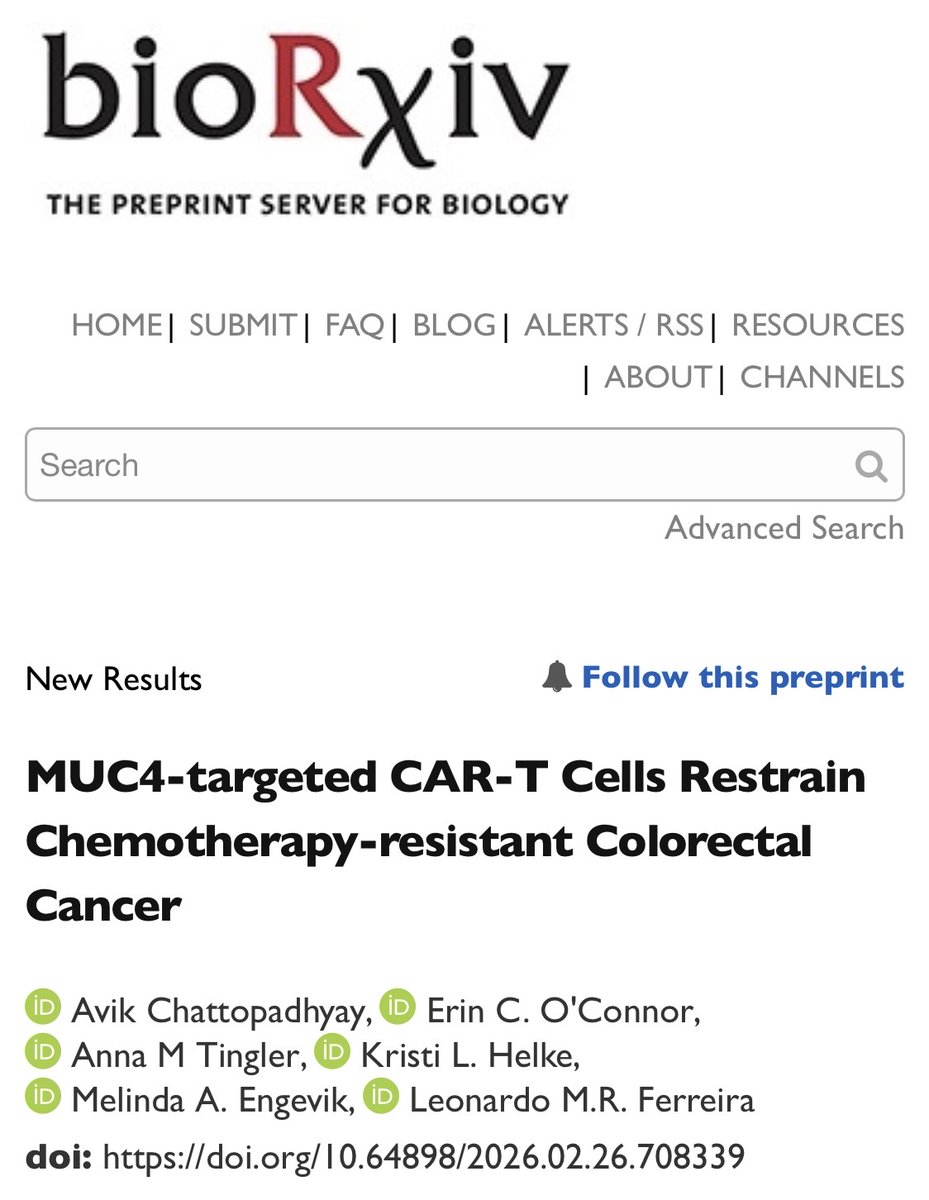 enhancerleo's tweet photo. Starting the month right with a new preprint! We’re developing a CAR T cell therapy for chemotherapy  resistant colorectal cancer! #immunologymatters 
https://t.co/li6cIZfUIj https://t.co/ZQD7XoXsmA