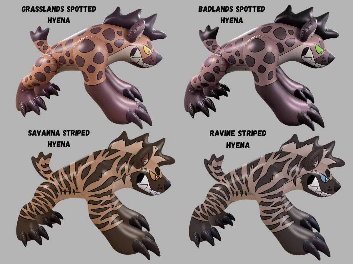 We’ve added some cool ✨new✨ color variants of our standing 2.5 Meter inflatable hyena!

Which one has your heart? 💕