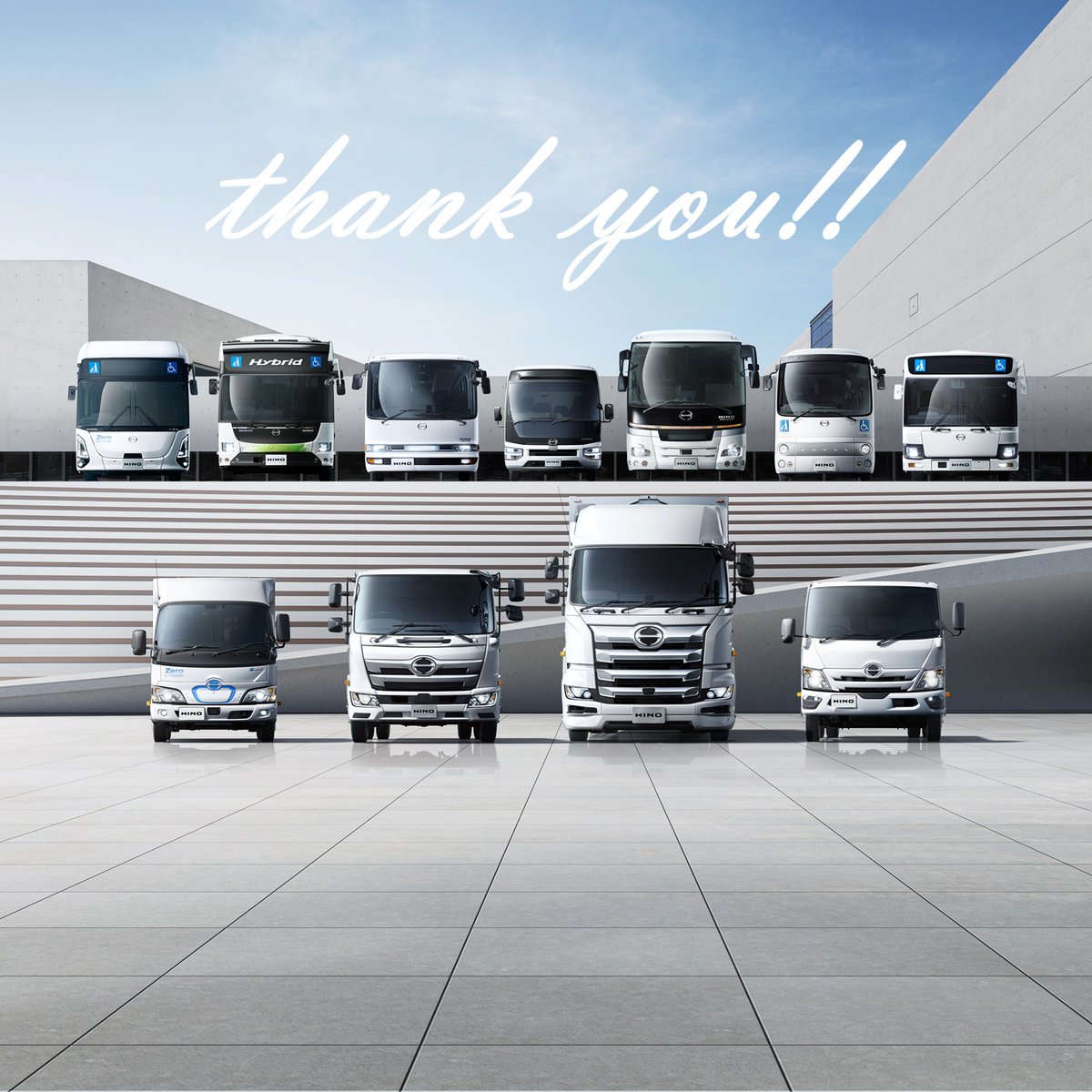 【今日は #感謝の日 です🙇】

日野の車両が世界を走れるのは皆様のおかげです。

荷物を届けてくださるドライバーの皆様
人を安全に運んでくださるドライバーの皆様
整備してくださる整備士の皆様
乗ってくださる皆様

感謝の気持ちでいっぱいです💙

これからも「人、そして物の移動」を支えます。
