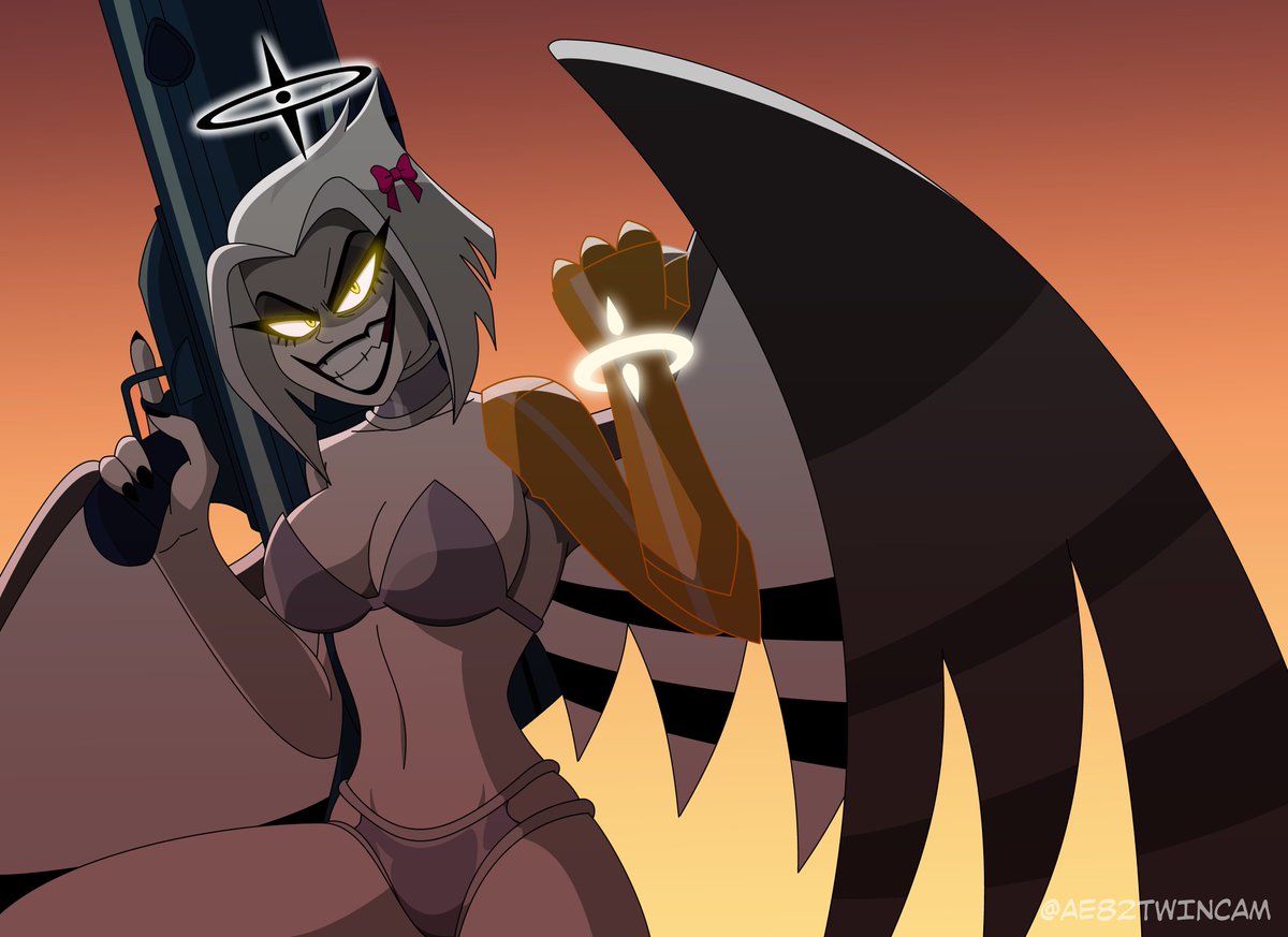ae82twincam's tweet photo. Lute as Ran from "Urusei Yatsura".

Not too different from canon.

Just using a rocket launcher instead of a sword.

#hazbinhotel #hazbinhotellute https://t.co/ngPIKwkT58