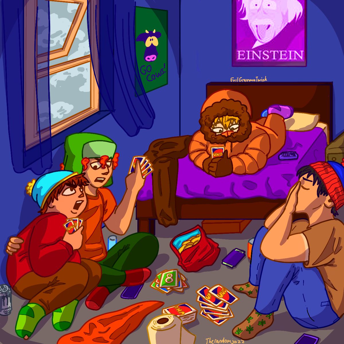 EvilGrammaTwink's tweet image. It is NOT that deep Stan #kyman #EricCartman #KyleBroflovski #KennyMcCormick #stanmarsh 

I also wanna give kudos to @scarlettdoodoo for the new colouring method, go check out her art it's fire 😈