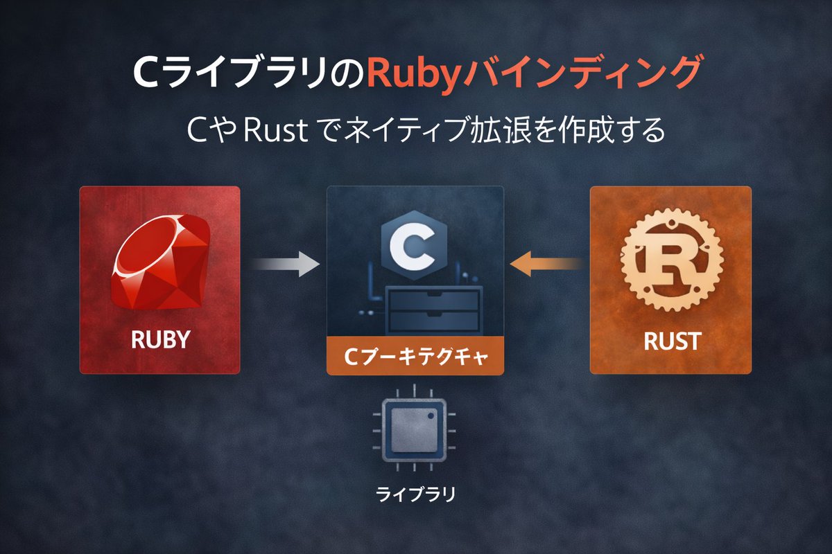 新しい記事を書きました ✍️ RubyでCライブラリのバインディングを