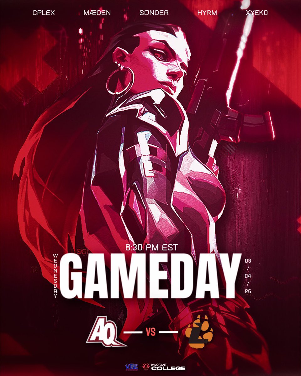 AquinasEsports's tweet image. 𝑮𝑨𝑴𝑬𝑫𝑨𝒀 !
AQ vs LU
3/4 @ 8:30pm
twitch.tv/aquinasesports

Graphic by @grzadk0wska 

#GoSaints🐶
#aquinas #esports #valorant