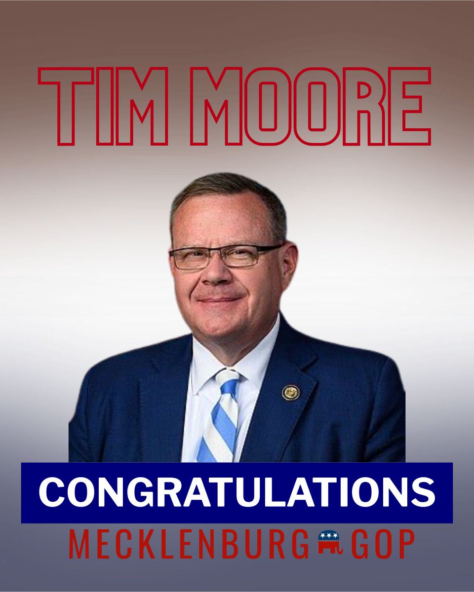 meckgop's tweet image. Congratulations to Tim Moore, the Republican nominee for NC’s 14th Congressional District! 🇺🇸

Strong leadership. Conservative results. On to victory in November!  #NC14 #MeckGOP
